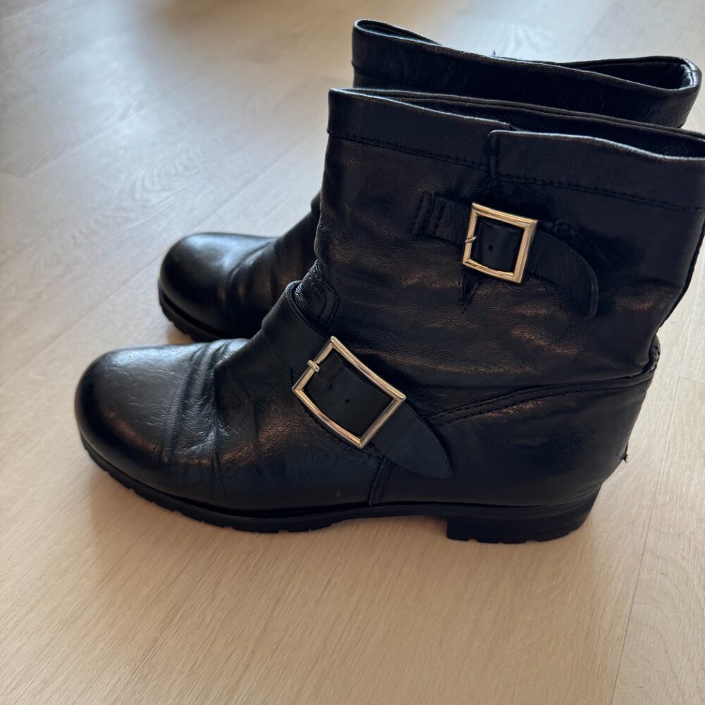 Jimmy Choo Leather Moto Ankle Boots – Black – EU 40 (US 10) - Picture 2 of 4